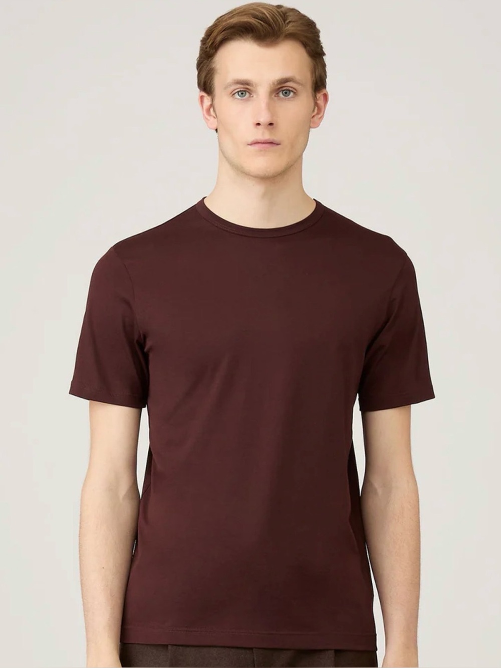 Sunspel Men’s Classic Slim Crew Neck Supima Cotton T-shirt Burgundy SZ L NWT